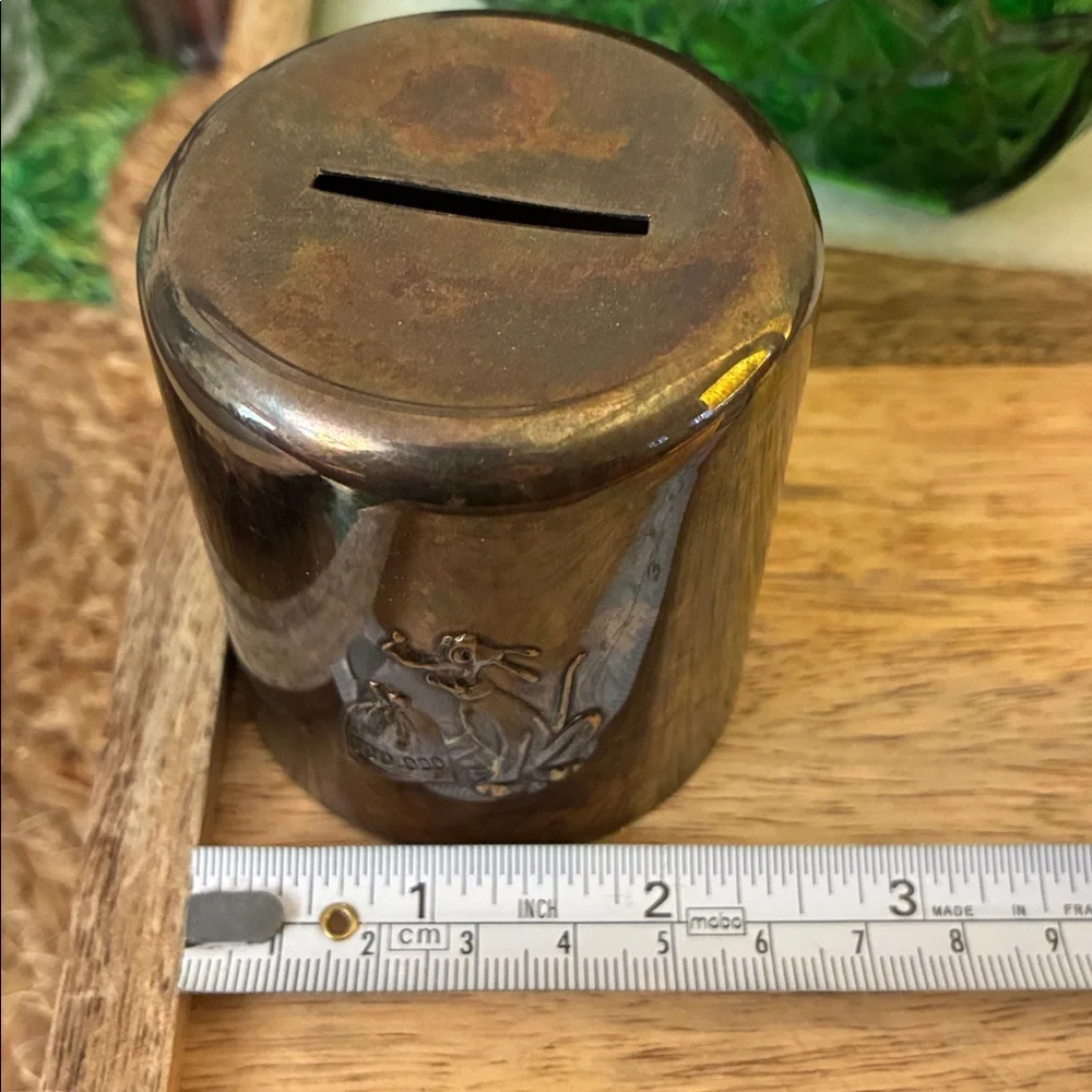 Rare Vintage Nickel Silver Pluto Coin Bank with Key, Excellent Condition
